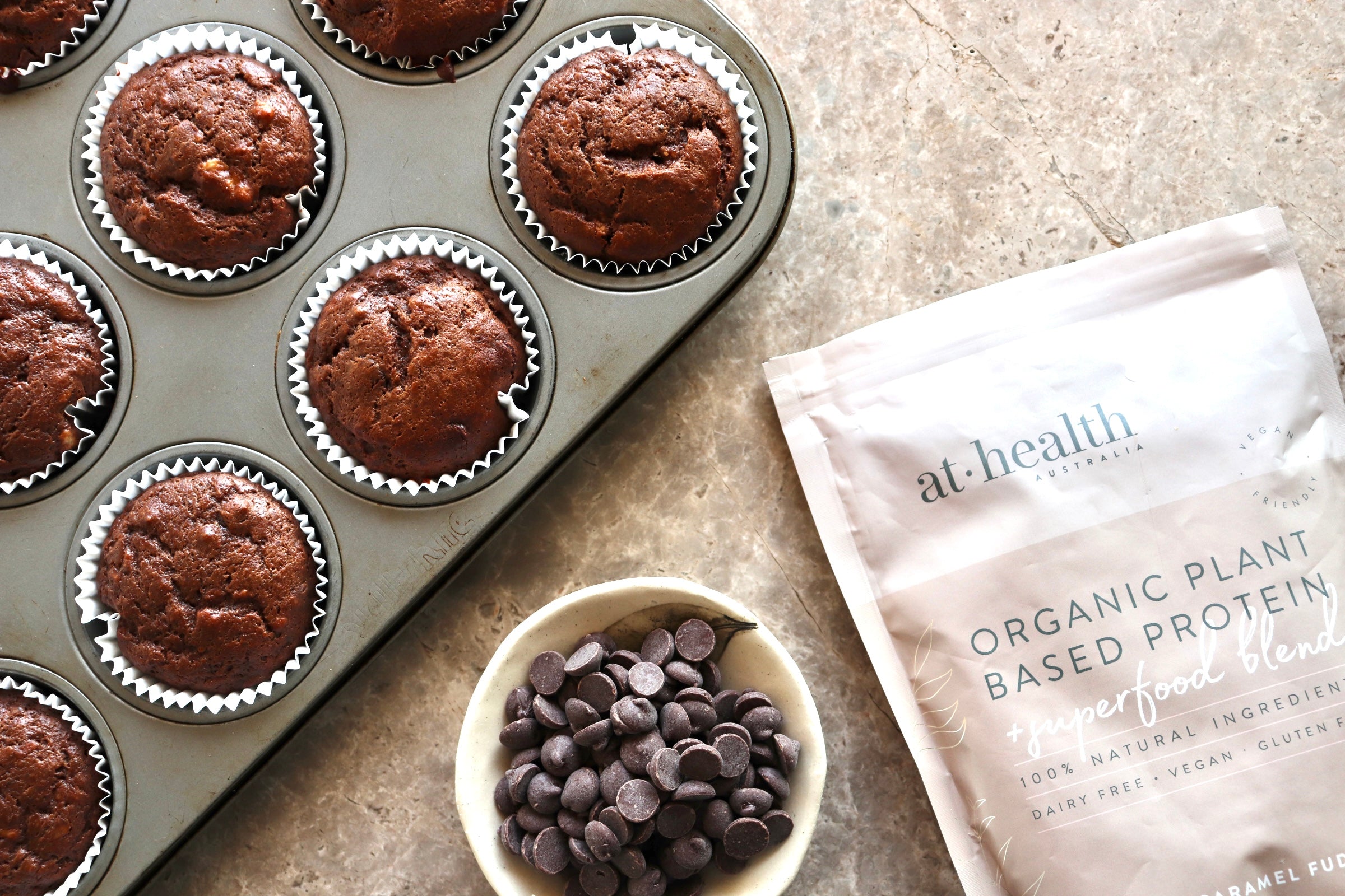 Double Choc Fudge Protein Muffins