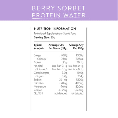 Protein Water with Collagen, Hydration Salts &amp; BCAA - Berry Sorbet