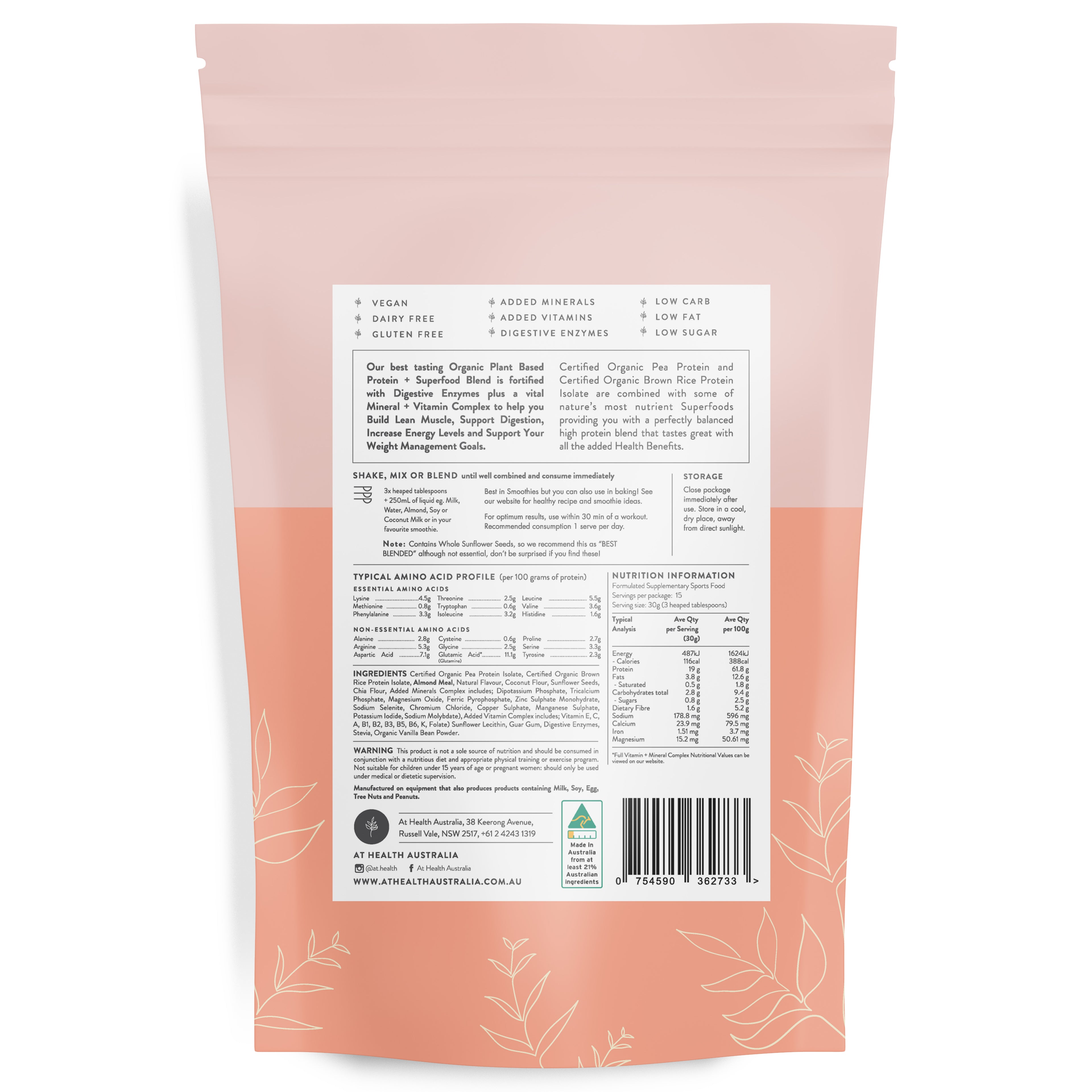 Vegan Organic Plant Based Protein Powder - Vanilla &amp; Almond